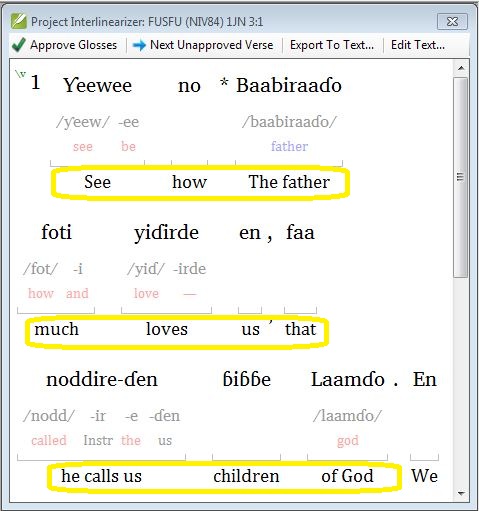 Interlinear text example for consultants