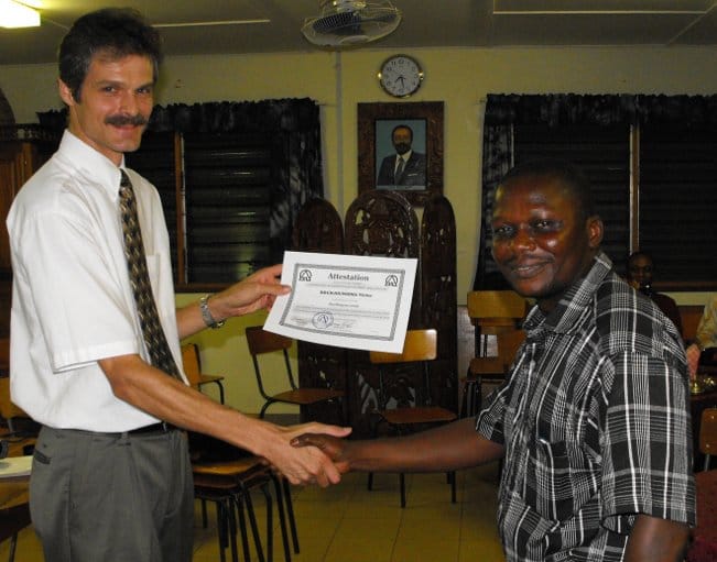 Victor receives his certificate after the course Victor's Certificate